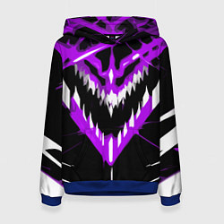 Толстовка-худи женская Фиолетово-белая пасть на чёрном фоне, цвет: 3D-синий