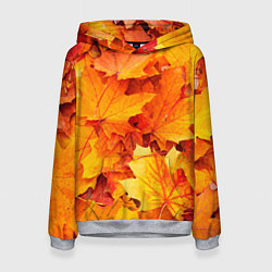 Толстовка-худи женская Осень - клиновые листья, цвет: 3D-меланж