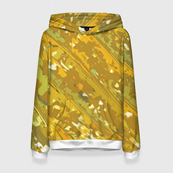 Толстовка-худи женская Белые фрагменты на жёлтом фоне, цвет: 3D-белый