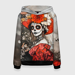 Толстовка-худи женская Катрина в красном, цвет: 3D-черный