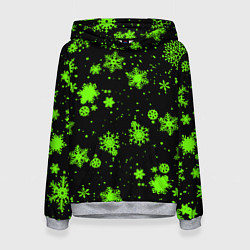 Толстовка-худи женская Кислотные снежинки текстура, цвет: 3D-меланж
