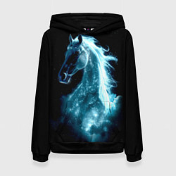 Толстовка-худи женская Звездный космический конь, цвет: 3D-черный