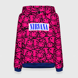 Толстовка-худи женская Nirvana pink logo, цвет: 3D-синий