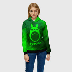 Толстовка-худи женская Totoro - green gradient, цвет: 3D-черный — фото 2