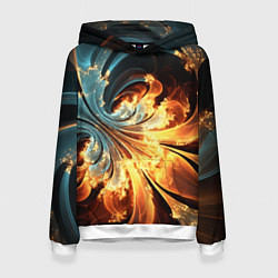 Толстовка-худи женская Абстрактный фрактал, цвет: 3D-белый
