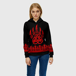 Толстовка-худи женская Славянский узор с символикой велеса, цвет: 3D-черный — фото 2