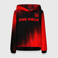 Толстовка-худи женская One Piece - red gradient посередине, цвет: 3D-черный