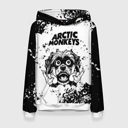 Толстовка-худи женская Arctic Monkeys - рок пес, цвет: 3D-белый