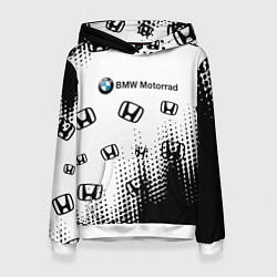 Толстовка-худи женская BMW x honda pattern, цвет: 3D-белый