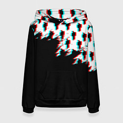 Толстовка-худи женская Billie Eilish pattern glitch, цвет: 3D-черный