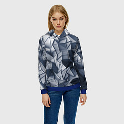 Толстовка-худи женская Геометрические грани, цвет: 3D-синий — фото 2