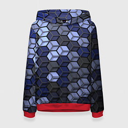 Толстовка-худи женская Серо синие соты, цвет: 3D-красный