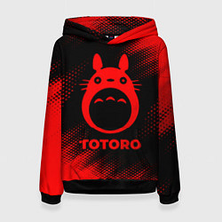 Толстовка-худи женская Totoro - red gradient, цвет: 3D-черный