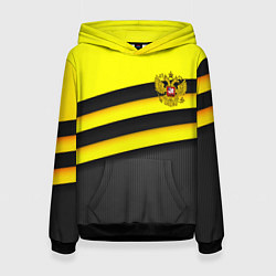 Толстовка-худи женская Герб РФ геометрия линии, цвет: 3D-черный