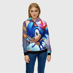 Толстовка-худи женская Sonic 1, цвет: 3D-черный — фото 2