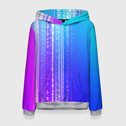 Толстовка-худи женская Неоновая абстракция полосы, цвет: 3D-меланж