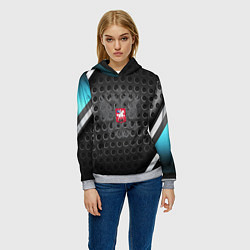 Толстовка-худи женская Россия герб карбон, цвет: 3D-меланж — фото 2