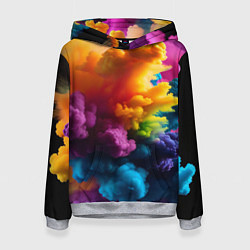 Толстовка-худи женская Взрыв разноцветных облаков, цвет: 3D-меланж
