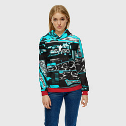 Толстовка-худи женская CSGO winter sport, цвет: 3D-красный — фото 2