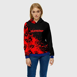 Толстовка-худи женская Deathloop руки краска, цвет: 3D-синий — фото 2