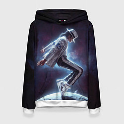 Толстовка-худи женская Michael Jackson on the moon, цвет: 3D-белый