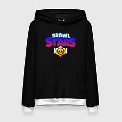 Толстовка-худи женская Brawl stars neon logo, цвет: 3D-белый