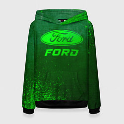 Толстовка-худи женская Ford - green gradient, цвет: 3D-черный