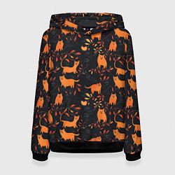 Толстовка-худи женская Рыжие котики, цвет: 3D-черный