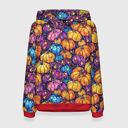 Толстовка-худи женская Тыквенный урожай, цвет: 3D-красный