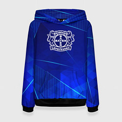 Толстовка-худи женская Bayer 04 blue poly, цвет: 3D-черный