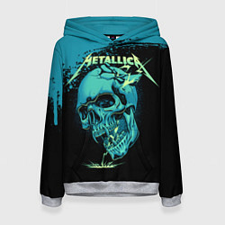 Толстовка-худи женская Metallica - молния пробивает череп, цвет: 3D-меланж