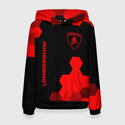 Толстовка-худи женская Lamborghini - red gradient вертикально, цвет: 3D-черный