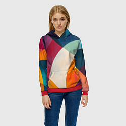 Толстовка-худи женская Геометрическая иллюстрация, цвет: 3D-красный — фото 2