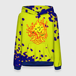 Толстовка-худи женская Cyberpunk 2077 листья сакуры, цвет: 3D-синий