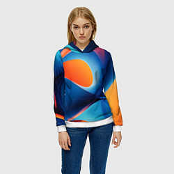 Толстовка-худи женская Абстрактный геометрический градиент, цвет: 3D-белый — фото 2