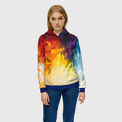 Толстовка-худи женская Подтеки масляных красок, цвет: 3D-синий — фото 2