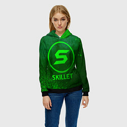 Толстовка-худи женская Skillet - green gradient, цвет: 3D-черный — фото 2