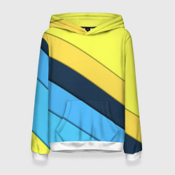 Толстовка-худи женская Геометрия полосы спорт, цвет: 3D-белый