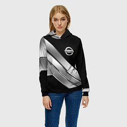 Толстовка-худи женская Nissan metal steel auto, цвет: 3D-черный — фото 2