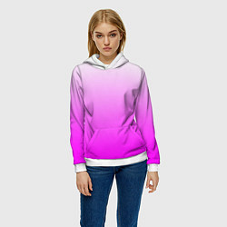 Толстовка-худи женская Gradient color pink, цвет: 3D-белый — фото 2