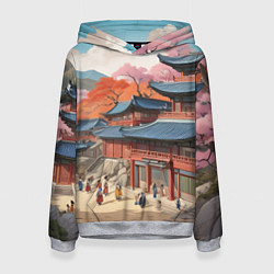 Толстовка-худи женская Чосон иллюстрация, цвет: 3D-меланж