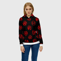 Толстовка-худи женская Twenty one pilots rose pattern, цвет: 3D-белый — фото 2