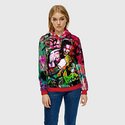 Толстовка-худи женская Майк Тайсон граффити, цвет: 3D-красный — фото 2