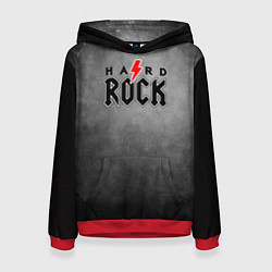 Толстовка-худи женская Hard rock on dark grey, цвет: 3D-красный