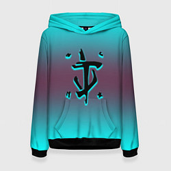 Толстовка-худи женская Doom gradient logo, цвет: 3D-черный