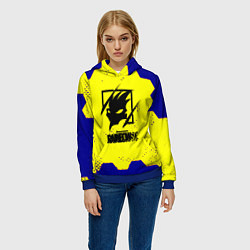 Толстовка-худи женская Rainbow six hexagon steel, цвет: 3D-синий — фото 2