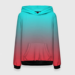 Толстовка-худи женская Абстрактно неоновый градиент, цвет: 3D-черный