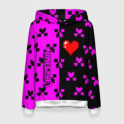 Толстовка-худи женская Minecraft love game, цвет: 3D-белый