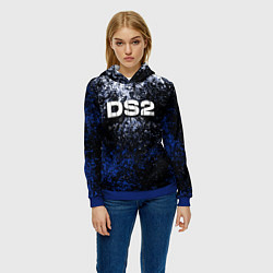 Толстовка-худи женская Deathstranding 2 брызги красок, цвет: 3D-синий — фото 2