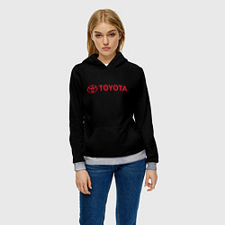 Толстовка-худи женская Toyota red logo auto, цвет: 3D-меланж — фото 2